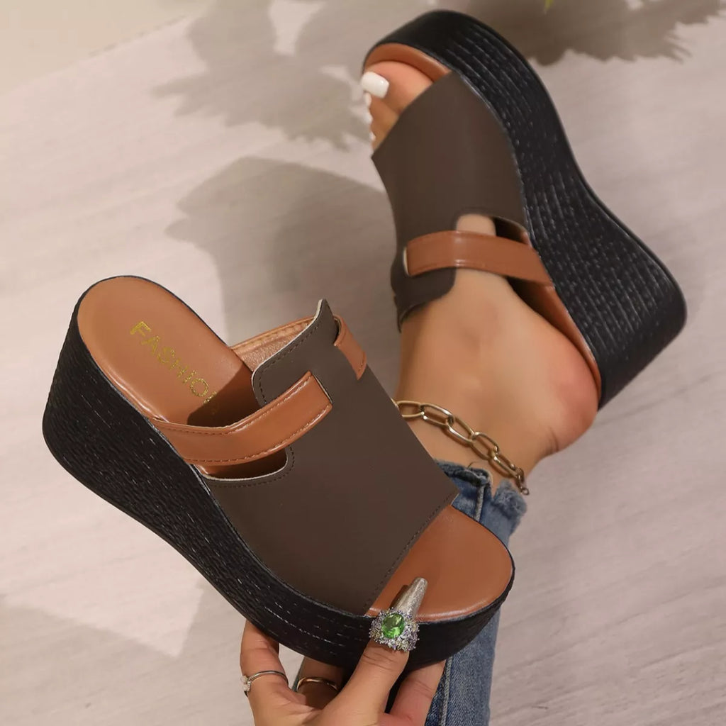 Women's open toe platform wedge sandals by Trendsi featuring stylish high heel summer shoes with a chic open toe design and chunky heel.