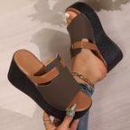Women's open toe platform wedge sandals by Trendsi featuring stylish high heel summer shoes with a chic open toe design and chunky heel.