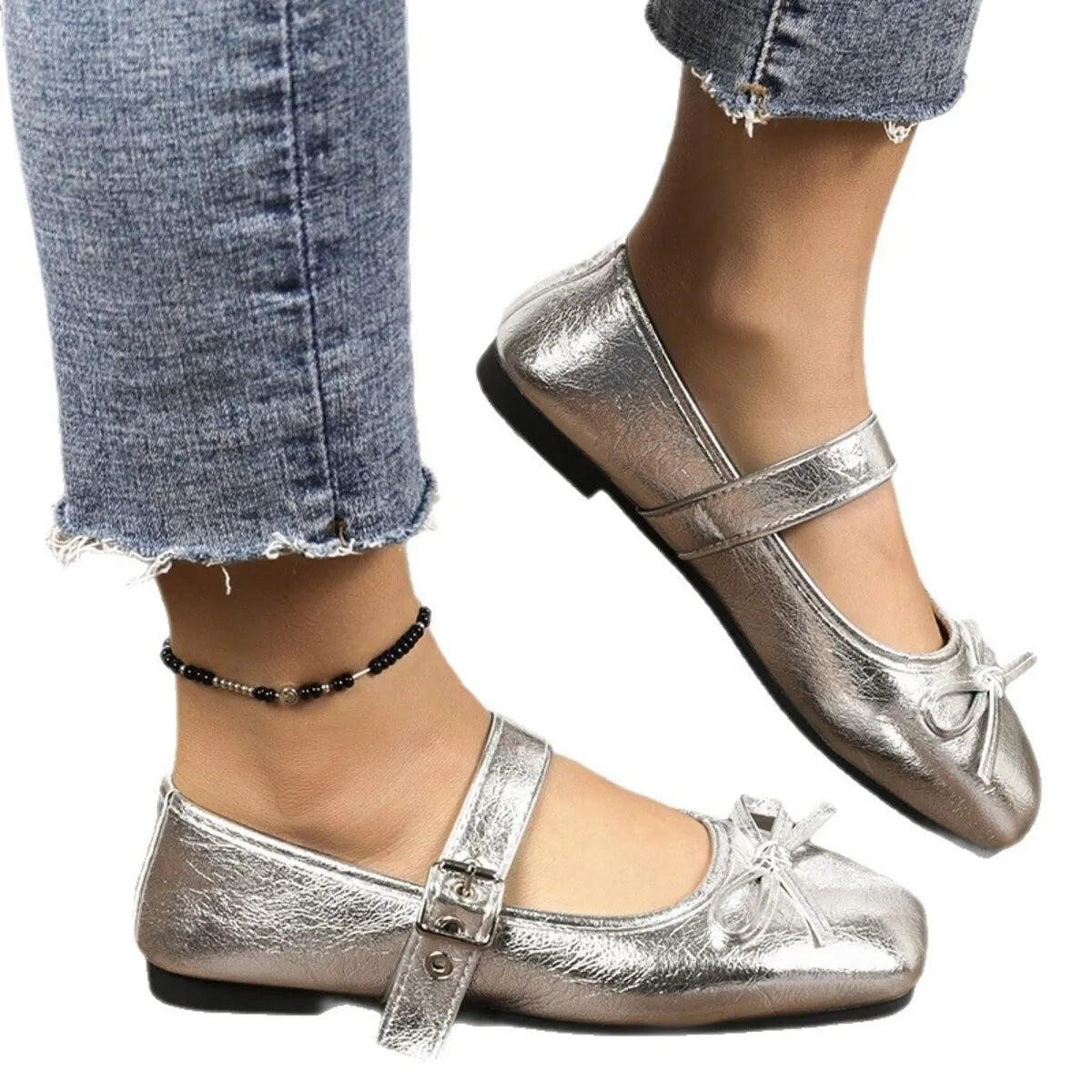 Women's square toe slip-on flats from Trendsi, featuring a sleek design and comfortable fit, perfect for casual or professional wear.