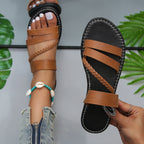 Shopimist open toe flats sandals with minimalist design, featuring a sleek strap and comfortable sole for casual wear.