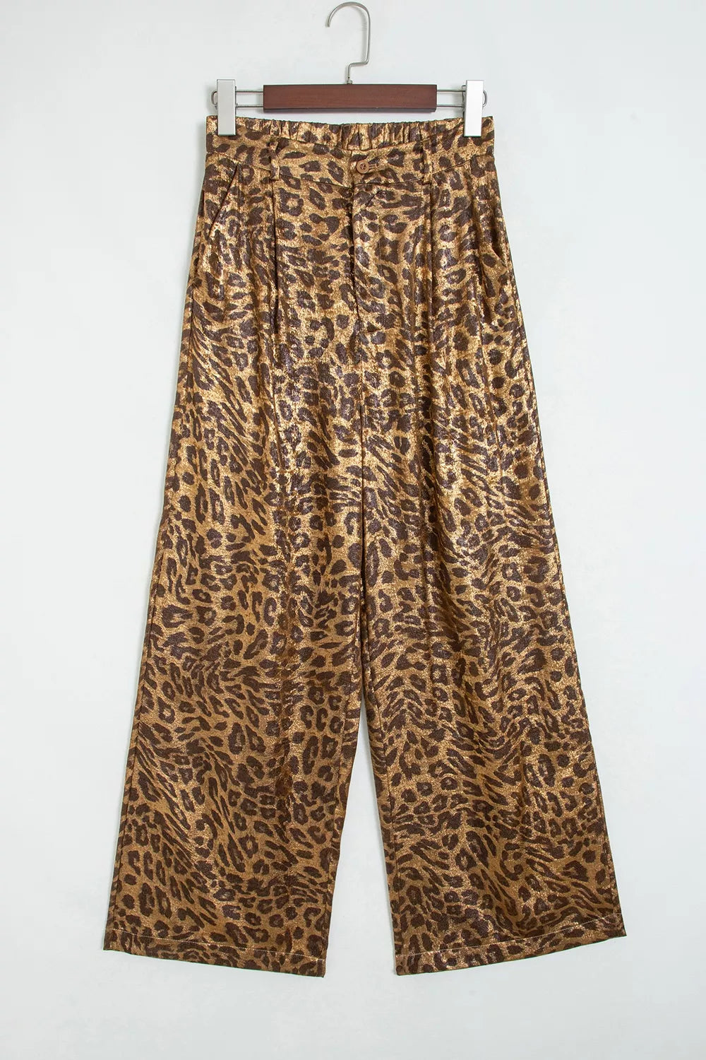 Multicolour leopard print Western-style wide-leg full-length pants from Trendsi, featuring bold animal print and flowing fit.