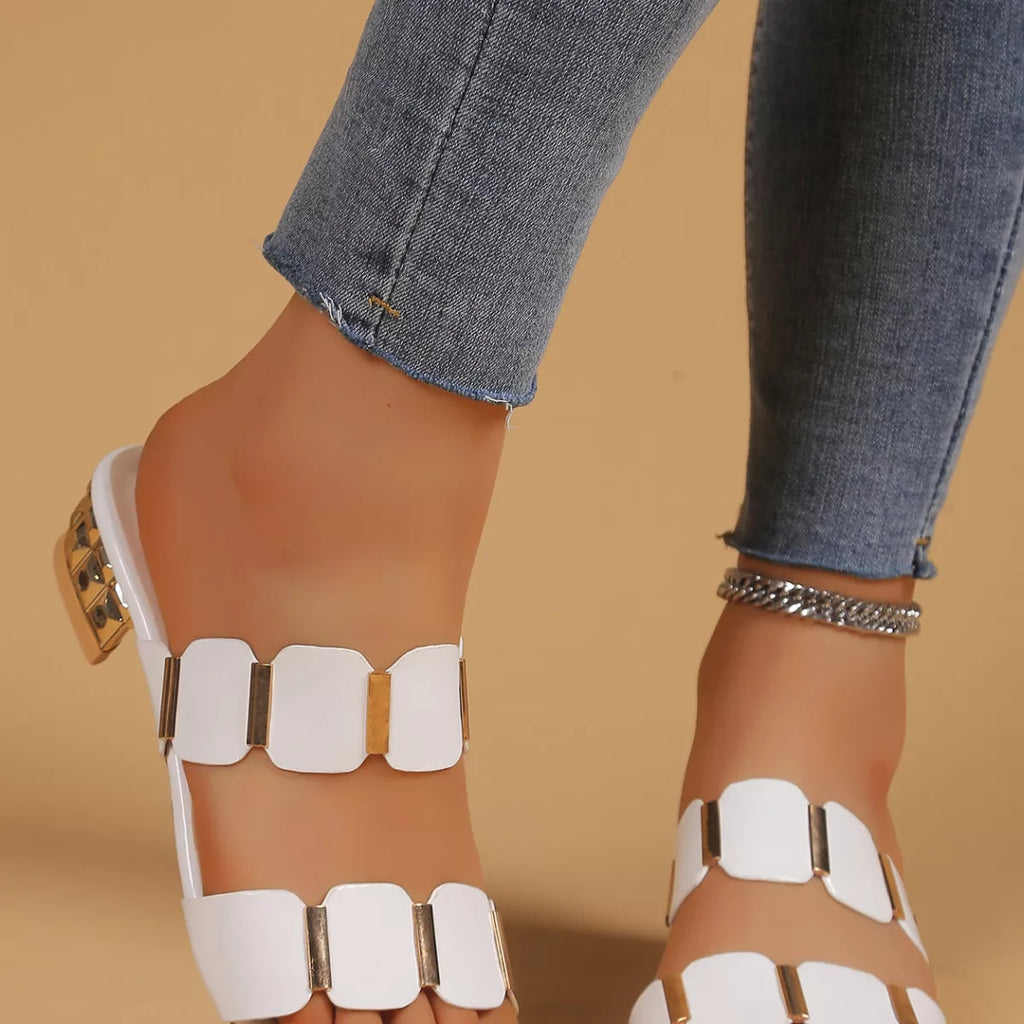 Women's open toe block heel sandals by Plush Fashion Hub, featuring a comfortable low heel and stylish dress shoe design.