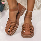 Shopimist round toe platform sandals with chunky heel and stylish design, perfect for casual summer wear.