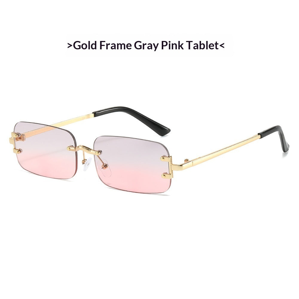 Elegant frameless rimless sunglasses from Plush Fashion Hub featuring a sleek Western style, perfect for a modern, sophisticated look.