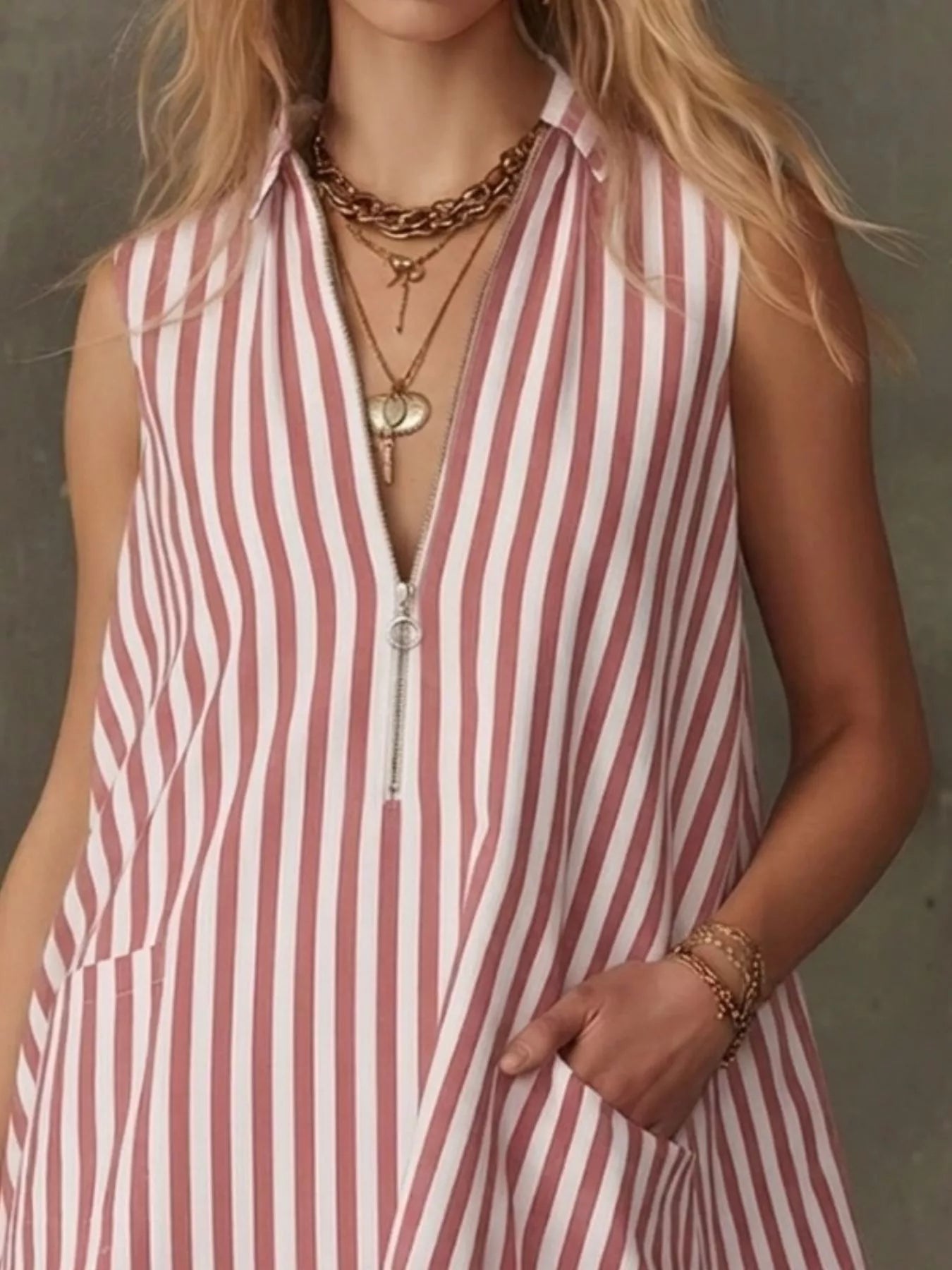 Striped zipper neck ruffle hem dress by Plush Fashion Hub, featuring a stylish design with a fitted silhouette and vibrant pattern.