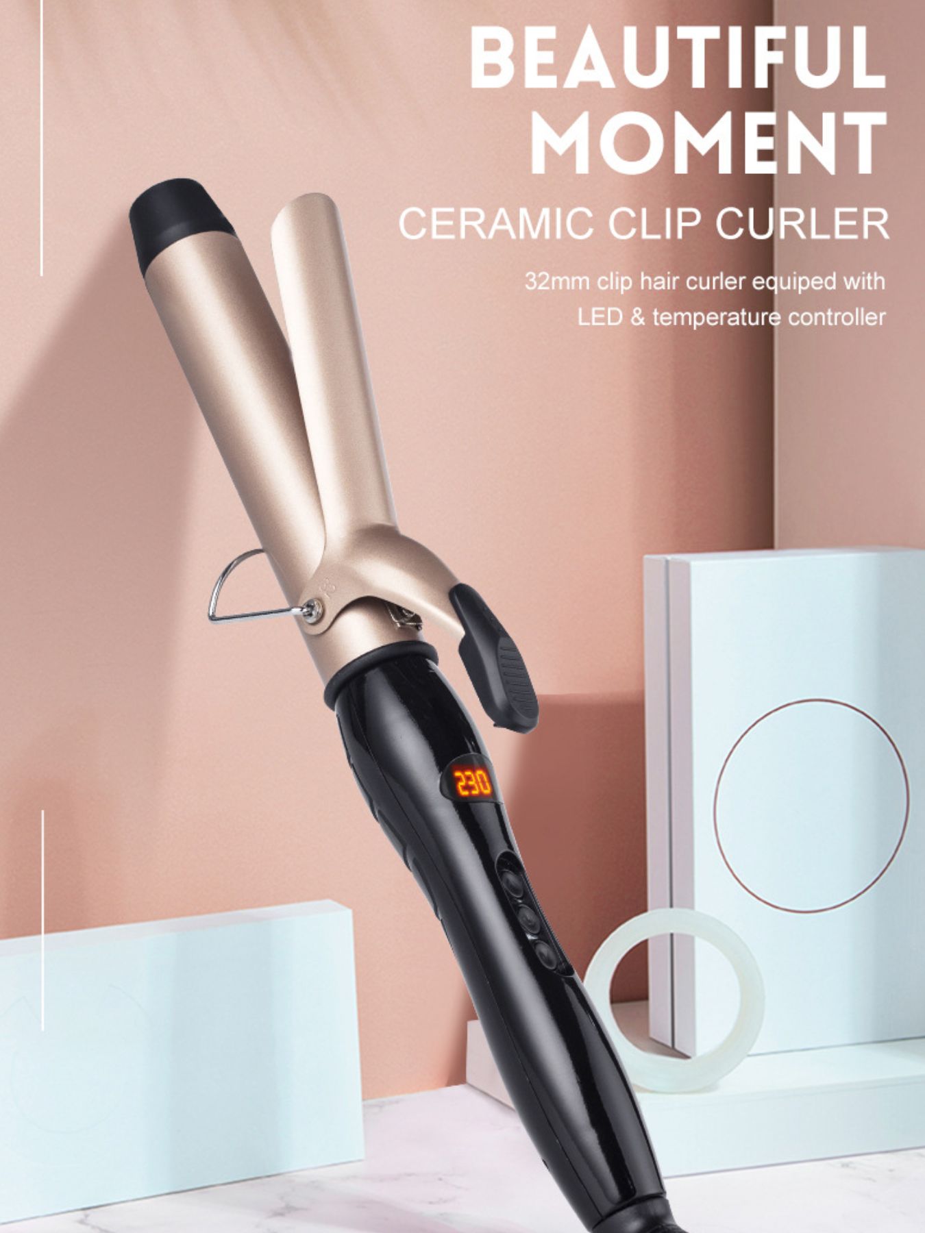 Ceramic curling iron by Trendsi with fast heating technology, professional anti-scald design for safe hair styling.