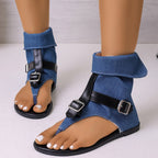 Shopimist toe post buckle sandals featuring a tan leather strap and adjustable buckle, perfect for casual summer wear.