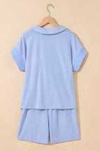 Lilian Dolman Sleeve Polo Shirt Set by Threaded Pear, stylish short set with a polo top and matching shorts, in a casual, trendy design.