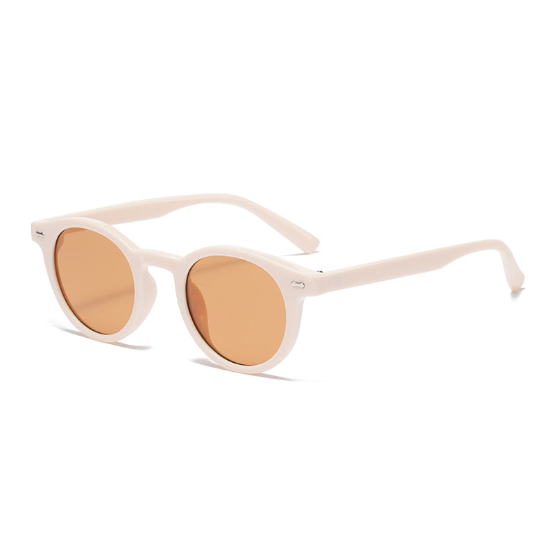 Retro round UV400 sunglasses with tinted frames by FitiqueFit, featuring European style eye wear for a fashionable look.