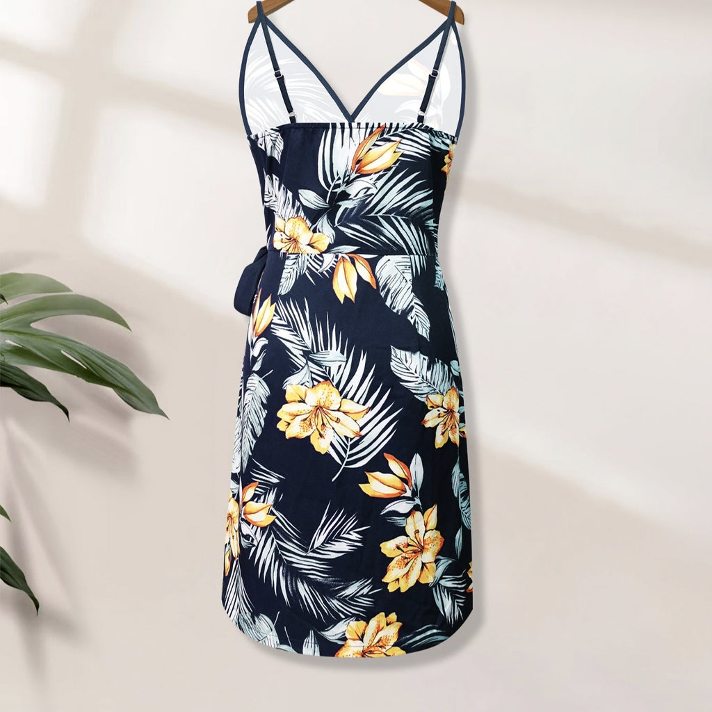 Ladies' off-shoulder lace-up dress by FitiqueFit, stylish and versatile casualwear perfect for vacation or summer outings.