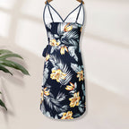 Ladies' off-shoulder lace-up dress by FitiqueFit, stylish and versatile casualwear perfect for vacation or summer outings.