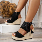 Shopimist peep toe wedge sandals with chunky heels and open toe design, perfect for summer casual wear