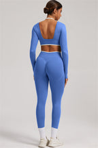 Fitglutes Activewear long sleeve crop top and leggings 2-piece set, sporty workout clothes for gym and active wear.