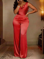 Full size cowl neck wide-leg jumpsuit by Trendsi, plus size, featuring a stylish cowl neckline and flowing wide-leg pants.