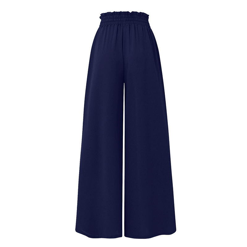 Women's high waist wide leg casual pants by FitiqueFit, shown in a relaxed fit with a smooth waistband and flowing wide-leg style.