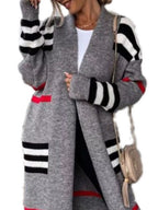 Striped longline open front cardigan by Simply Love, featuring a relaxed fit and stylish horizontal stripe pattern.