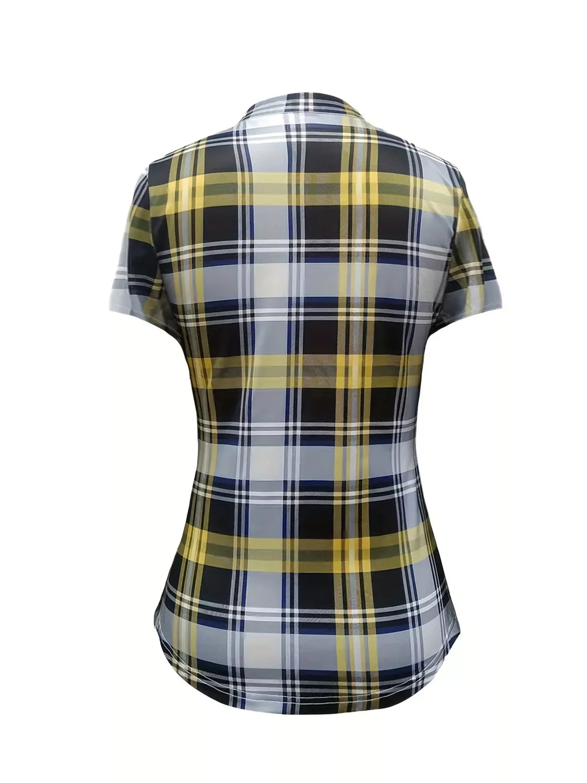 Plaid lace-up short sleeve blouse by Plush Fashion Hub featuring a stylish design and casual fit, perfect for everyday wear.
