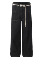 Men's high-waisted wide-leg jeans by Trendsi, featuring a classic denim look and relaxed fit for casual style.