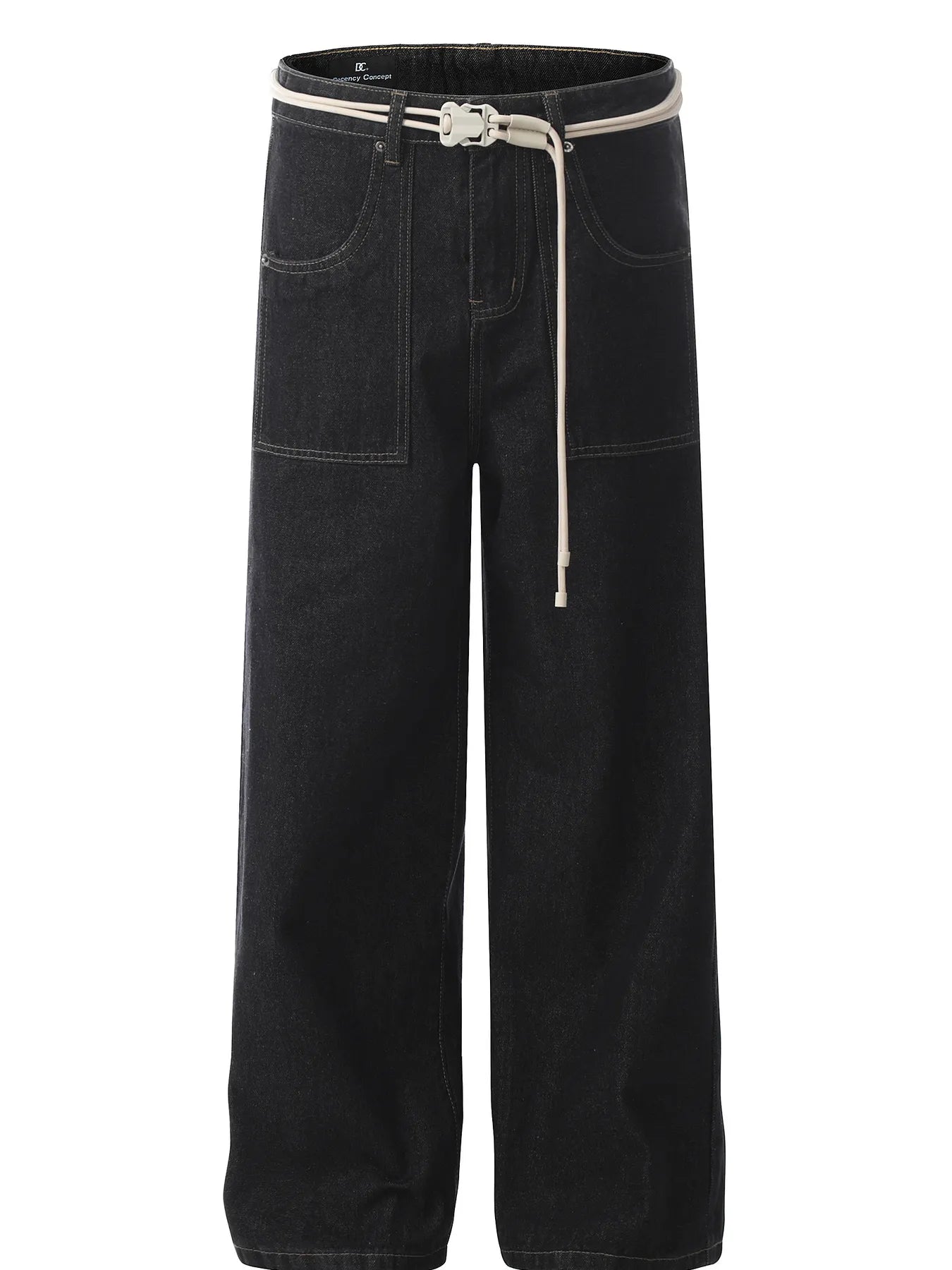 Men's high-waisted wide-leg jeans by Trendsi, featuring a classic denim look and relaxed fit for casual style.