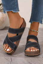 Threaded Pear Kathryn Band Retro Platform Slippers with thick soles, featuring a stylish band design in a cozy indoor footwear style.