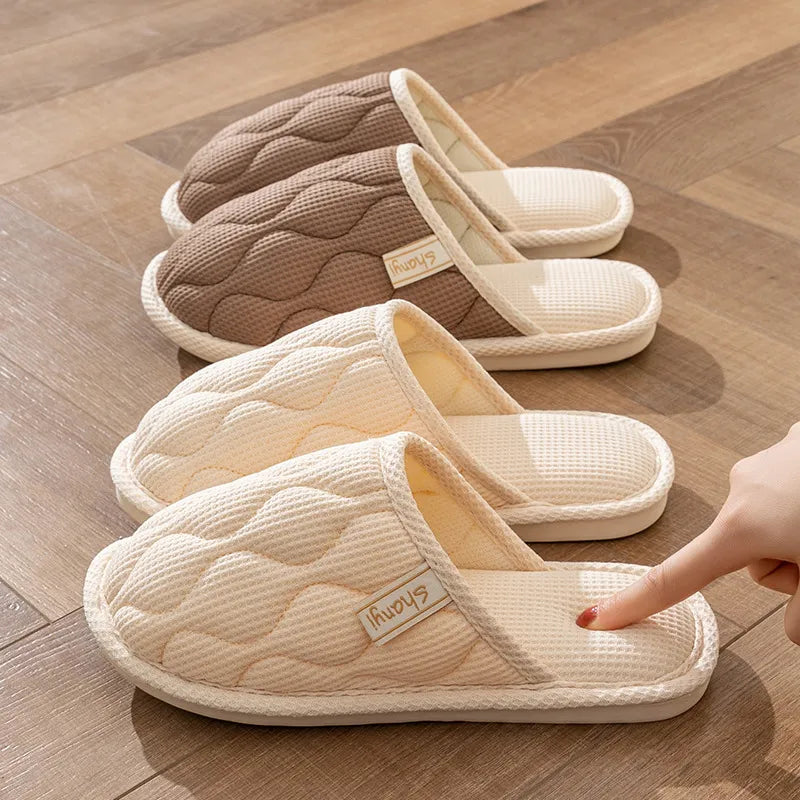 Shopimist round toe flats slippers with soft fabric upper and cushioned sole, perfect for comfortable casual wear.