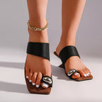 Shopimist toe loop block heel sandals with stylish straps and chunky heels, perfect for casual or dressy summer outfits.