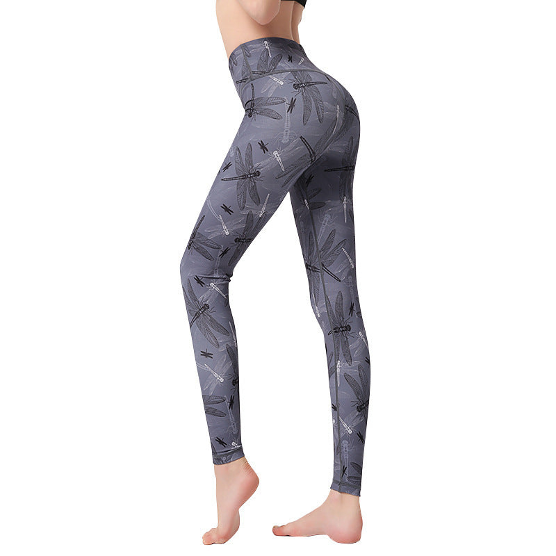 Marble print purple high-waist yoga leggings from FitiqueFit with sculpted fit, perfect for activewear and workout sessions.