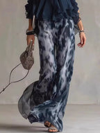 Halter Neck Top and Tie-Dye Wide-Leg Pants Set