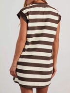 Plus size casual striped short sleeve mini dress by Trendsi, featuring a full-size, comfortable fit and stylish design.