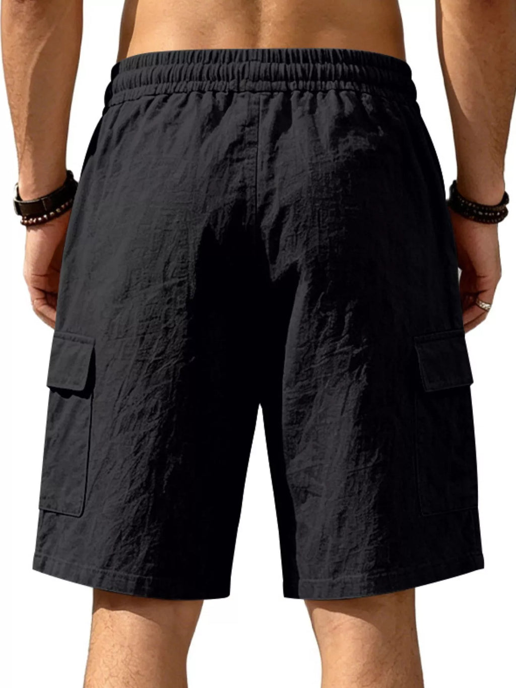 Men's plus size casual cargo shorts with drawstring waist, lightweight fabric, and multiple pockets, designed for comfortable everyday wear.