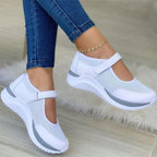 Women's round toe Velcro platform sandals by Plush Fashion Hub featuring beige straps and thick rubber soles.