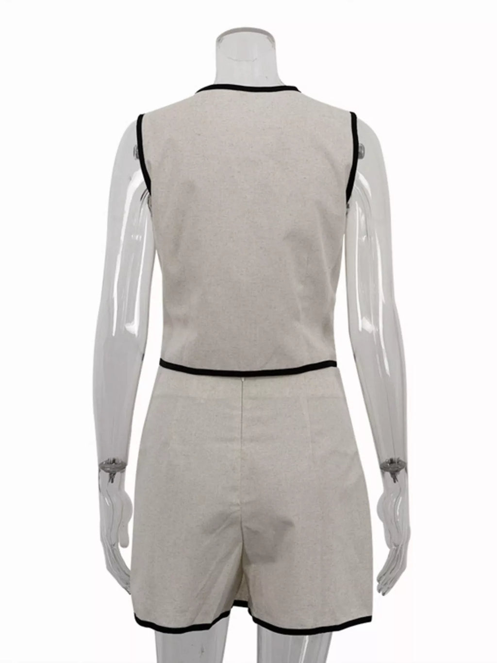 Contrast trim vest and skirt set by Shopimist featuring a stylish matching top and bottom with contrasting details and modern design.