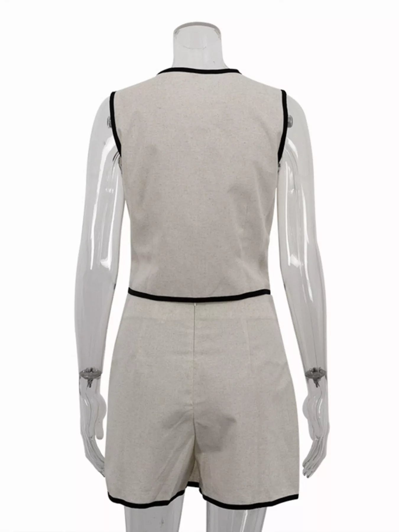 Contrast trim vest and skirt set by Shopimist featuring a stylish matching top and bottom with contrasting details and modern design.
