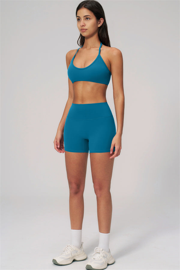 Fitglutes Activewear sports bra and shorts 2-piece set for workouts, featuring a fitted sports bra and matching athletic shorts.