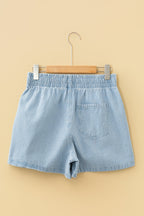Honey elastic waist denim casual shorts by Threaded Pear, featuring a relaxed fit and classic denim design.