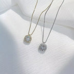 925 Sterling Silver Zircon Pendant Necklace with sparkling gemstone and delicate chain, stylish jewelry for women.