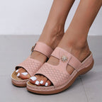 Embroidered Fish Mouth women's thick bottom hollow sandals by Plush Fashion Hub, featuring intricate fish design and comfortable sole.