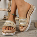 Women's open toe platform mid-heel sandals by Trendsi, featuring a chic design and comfortable, stylish footwear for warm weather.