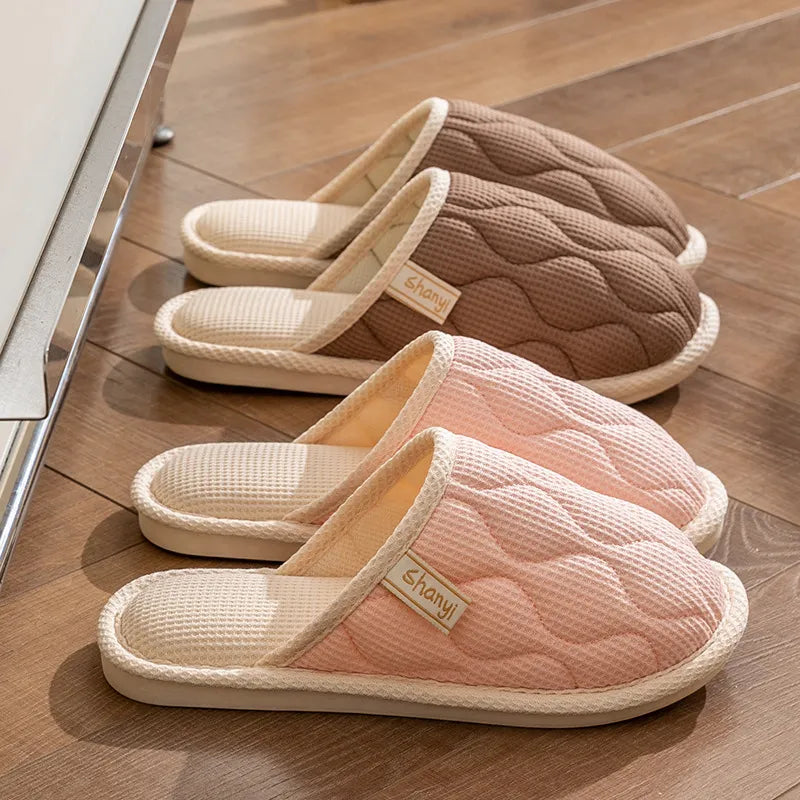 Shopimist round toe flats slippers with soft fabric upper and cushioned sole, ideal for comfortable casual wear.
