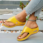 Shopimist toe post wedge sandals featuring a comfortable cork sole and stylish design, perfect for casual summer wear.