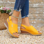 Shopimist peep toe wedge sandals with a stylish design, featuring a comfortable platform and open toe for summer wear.