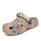 Men's printed platform sandals from Plush Fashion Hub showcasing stylish footwear with bold printed design.