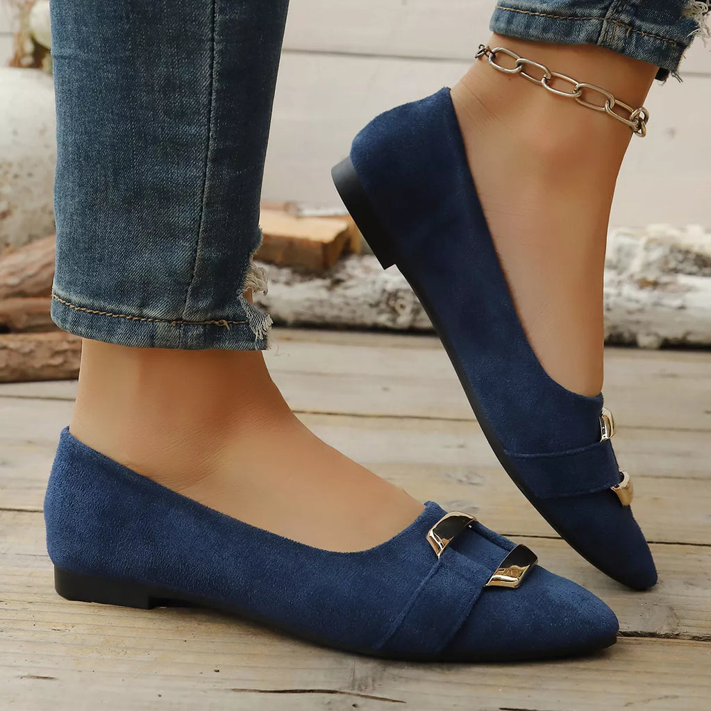 Plush Fashion Hub point toe flats slip-on sandals with sleek design and comfortable fit, perfect for casual or dressy wear.