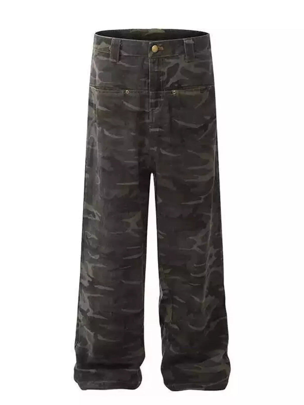 Men's loose fit camo print jeans by Trendsi, full size men's casual bottoms with a relaxed fit and camouflage pattern.