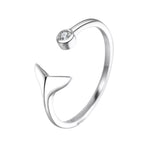 925 Sterling Silver whale tail ring with detailed design, showcasing a sleek and polished nautical-inspired jewelry piece.