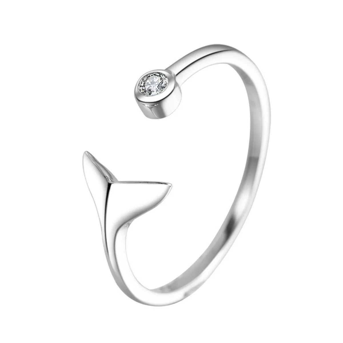 925 Sterling Silver whale tail ring with detailed design, showcasing a sleek and polished nautical-inspired jewelry piece.