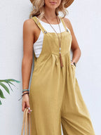 Plus size casual wide-leg overalls with pockets from Shopimist, featuring a full-length design and comfortable fit.