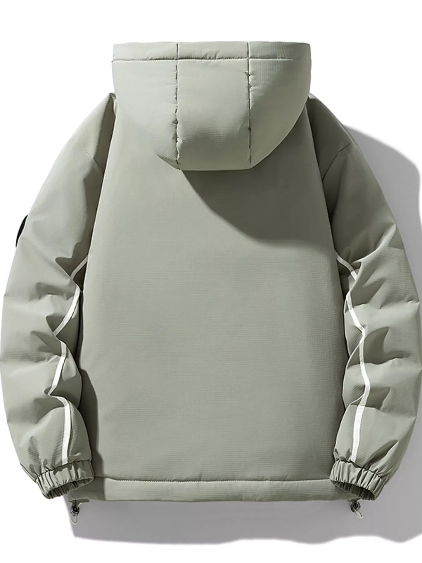 Men's plus size contrast hooded puffer jacket by Shopimist, shown in black with a padded, insulated design for cold weather.