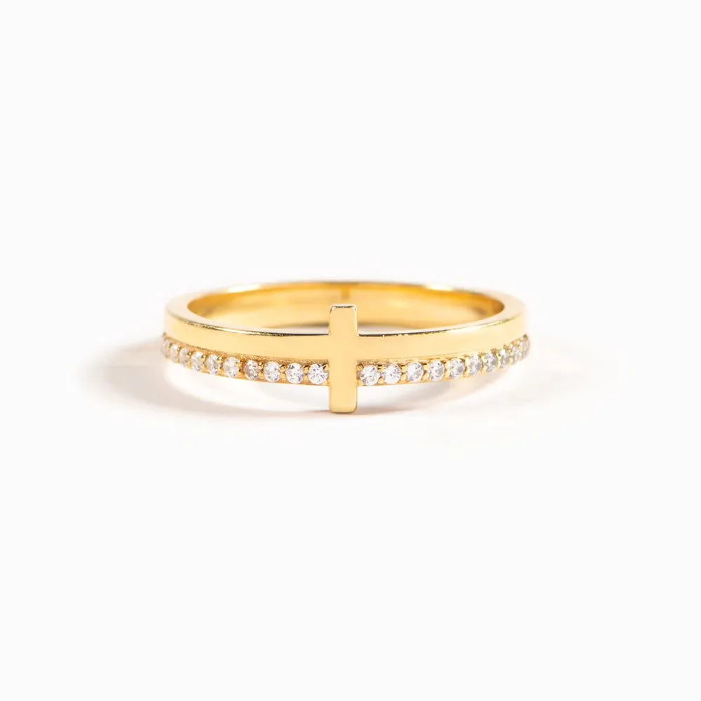 925 Sterling Silver Cross Ring with detailed cross design, showcasing the Shopimist brand, on a plain background.
