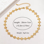 18K Gold-Plated Alloy Flower Chain Necklace
